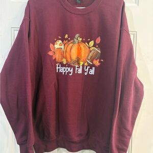 Happy Fall Y'all Maroon Sweatshirt